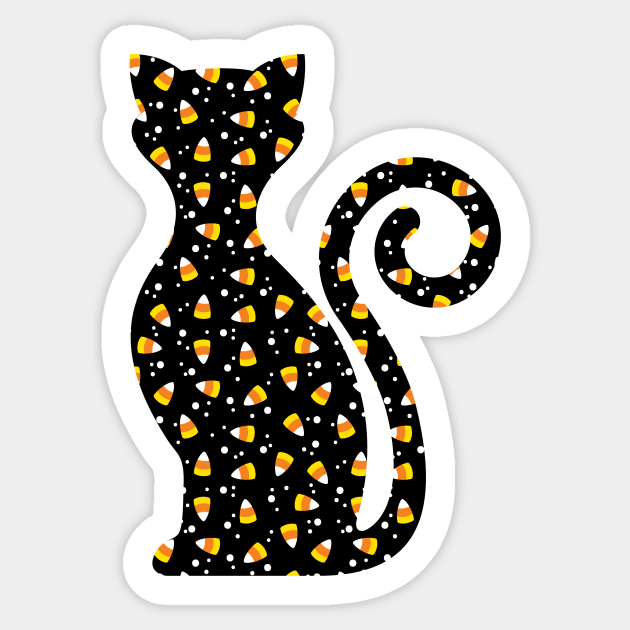 Halloween Candy Corn Cat Sticker by cottoncanvas